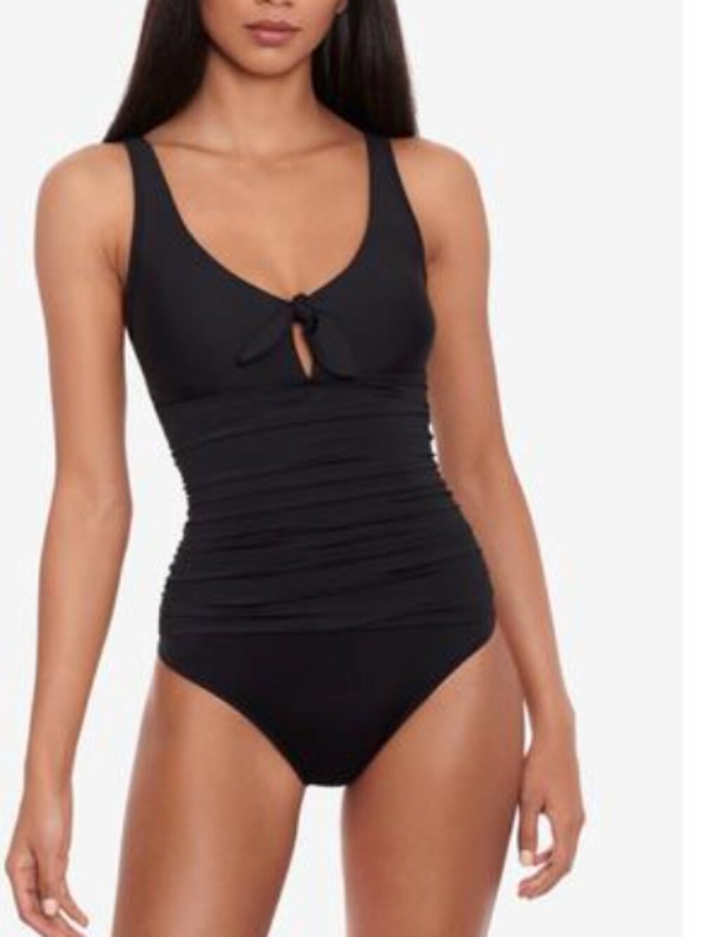 Lauren Ralph Lauren Front-Tie One-Piece Swimsuit Black Size 8 12353